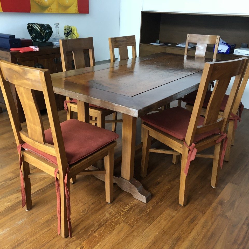 dining table with chairs before
